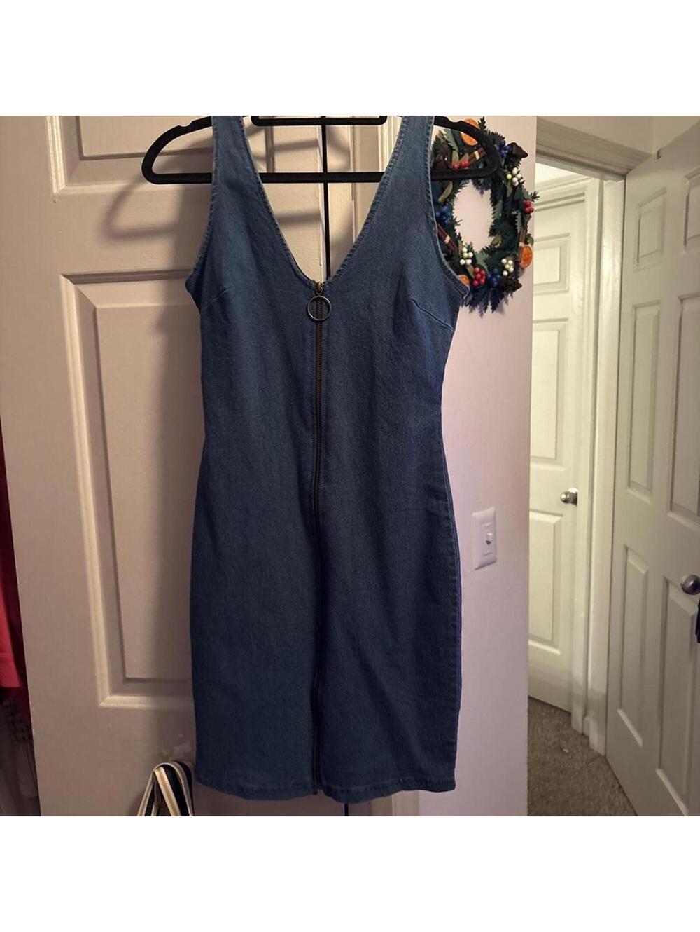 blue denim mini dress